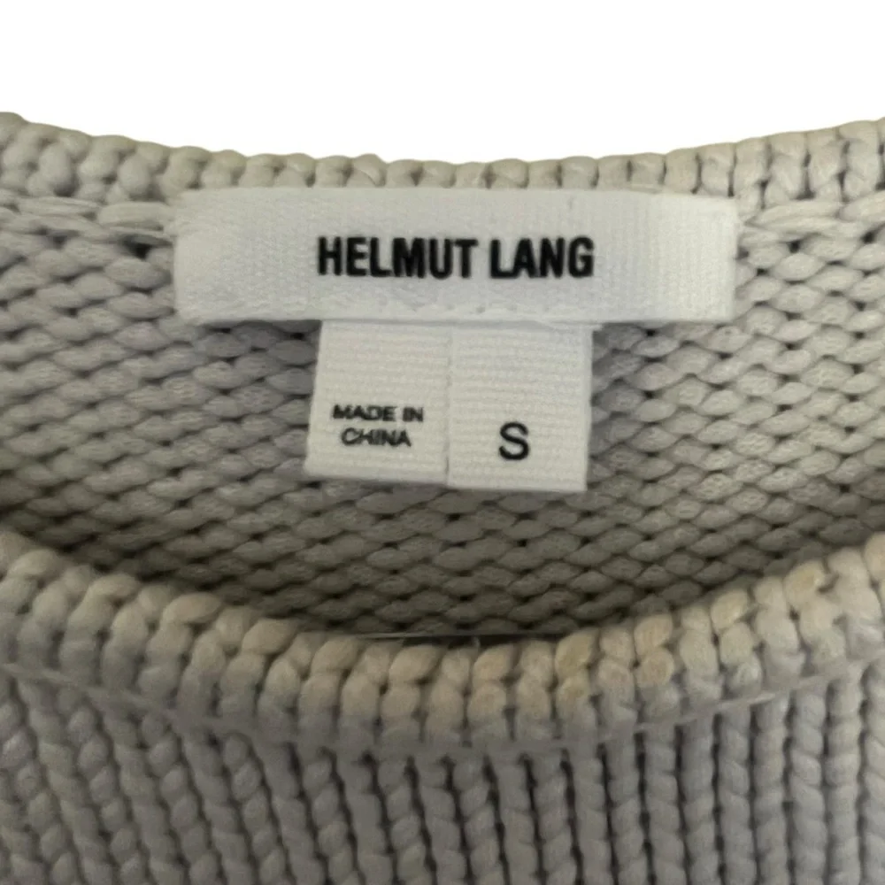 Helmut Lang Sheer Gray Knit Crochet Popover Colorblock Wool Blend Sweater SZ S